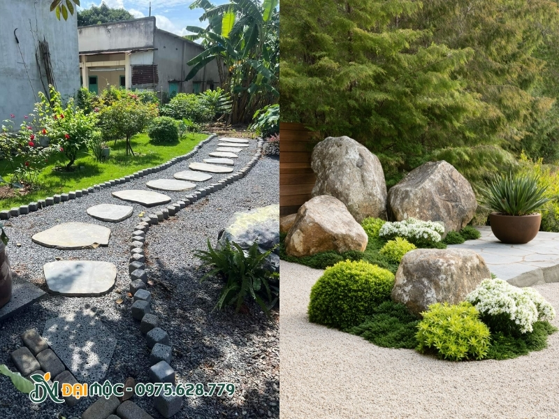 Bố trí đá tự nhiên trong sân vườn