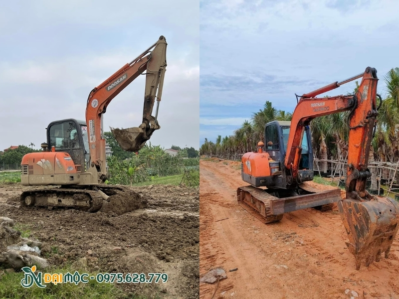 Máy múc gầu đi trước để san lấp nền đất